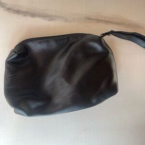 New black zippered makeup cosmetic pouch clutch bag